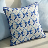 Xpoko Blue Pillow Retro Plant Flower Livingroom Clear Romantic Pillow Cushion Home Decoration Square Fan-shaped Bed Waist Pillow