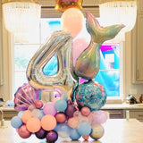 1set Mermaid Tail Party Balloons Number Foil Balloon 1st 2nd 3rd Girls Birthday Decor Balon Wedding Mermaid Shell Helium Globos