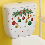 Xpoko Christmas Hanging Ball Toilet Stickers Xmas Star Balls Sticker Merry Christmas Home Toilet Decor Stickers Happy New Year 2025