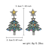 Xpoko Christmas Gifts Sweet Pink Christmas Tree Earrings For Women Sparkling Full Rhinestone Crystal Xmas Tree Dangle Earring New Year Party Jewelry