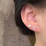 Xpoko LIZAKOSHT Punk Heart Zircon Earrings Irregular Hollow Ear Studs Minimalist Love Jewelry for Girls