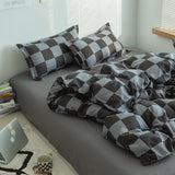 Xpoko Black and Grey Checkered Pattern Duvet Cover with Pillowcase Minimalist Style Bedding Set Quilt Cover Queen King Size No Filler