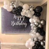 Xpoko 102pcs black silver balloon kit. Silver paper balloon Birthday Graduations Engagements retirements anniversary party decorations