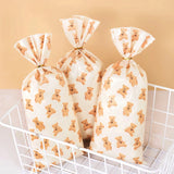 Xpoko 50pcs Cute Bear Candy Bag Cookies Biscuit Baking Packaging Bag Self-adhesive Wedding Cellophane Bag Cake Candy Gift Bags