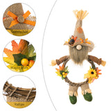 Xpoko Thanksgiving Gnomes, Fall Plush Autumn Vine Wreath Dwarf Doll Ornament Gnomes Decorations for Home Tiered Tray Tabletop Decor