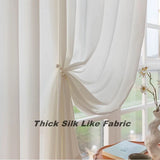 Xpoko Thick Dense Soft Tulle Silk Like Cream White Sheer Curtains for Living Room Bedroom Window Voiles S Folds Waves Kitchen Drapes