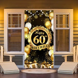 Xpoko Happy 60th Birthday Backdrop Background Banner For Man Woman Balloon Door Curtain 60 Years Anniversary 60 Birthday Party Decor