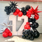 Red Black Balloon Arch Garland Kit Sliver Balloons Explosion Star Foil Ballons Baby Shower Birthday Graduation Party Decorations