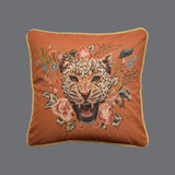 Xpoko Leopard Flora Pillows Orange Green Cushion Case Retro Decorative Pillow Cover For Sofa Chair Living Room Home Decorations