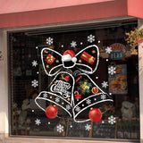 Xpoko Christmas Mirror Stickers Santa Claus Snowman Xmas Elk Bell Window Glass Static Stickers Happy New Year Merry Christmas Decor