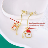 Xpoko Christmas Gifts Trendy Asymmetric Santa Claus Long Tassel Earrings for Women Creative Christmas Tree Snowman Adjustable Earring New Year Jewelry