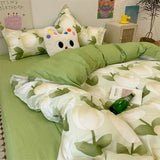 Xpoko Korean Style Bedding Set Boys Girls Twin Queen Size Duvet Cover Flat Sheet Pillowcase Bed Linens Kids Adult Fashion Home Textile