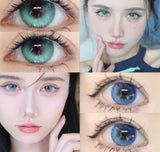 Xpoko Color Contact Lenses with Diopters Blue Graduated Colored Lenses Cosplay Color Lens Green Lenses Pink Lenses Anime Lenses