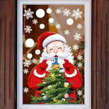 Xpoko Christmas Santa Claus Wall Sticker Cartoon Snowman Window Glass Static Stickers Merry Christmas Party Decor Happy New Year 2025