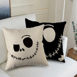 Xpoko Hollow Skull Linen Square Throw Pillow Case Decorative Cushion Cover Pillowcover for Sofa 18"X 18" Throw Pillow Covers