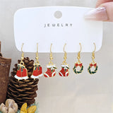 Xpoko Christmas Gifts 3 Pairs Cute Santa Claus Snowman Elk Combination Earrings for Women Enamel Cartoon Christmas Earrings Xmas New Year Jewelry Gift