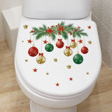 Xpoko Christmas Hanging Ball Toilet Stickers Xmas Star Balls Sticker Merry Christmas Home Toilet Decor Stickers Happy New Year 2025