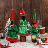 Xpoko Christmas Cute Elf Wine Bottle Cover Xmas Elf Champagne Bottle Dress Up Costume Merry Christmas Decor Happy New Year 2025