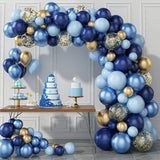 Xpoko Navy Blue Balloon Garland Arch Kit Metallic Blue Gold Confetti Ballon Birthday Baby Shower Party Wedding Decor Graduation Globos