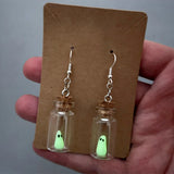 Xpoko Ghost in Bottle Earrings Glow in the Dark Ghost Dangle Earrings Luminous Halloween Jewelry for Women and Girl