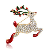 Xpoko Christmas Gifts Luxury Rhinestone Christmas Tree Brooches for Women Exquisite Crystal Penguin Elk Snowman Brooch Pins Corsage Christmas Jewelry