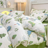 Xpoko Cartoon Dinosaur Bedding Set Bed Flat sheet Pillowcase Twin Full Queen Princess Style Bed Linen Kids Girls Duvet Cover No Filler