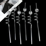 Xpoko 6Pcs Mirror Disco Ball Straws Disco Decorative Straws Mini Disco Straw Party Decorations for Holiday Wedding Birthday Supplies