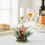 Xpoko Christmas Golden Wrought Iron Candlestick Snowflake Elk Pendants Christma Oranments Merry Christmas Decor Happy New Year 2025