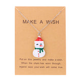 Xpoko Christmas Gifts New Cute Trendy Christmas Necklace for Women Girl Resin Cartoon Santa Claus Snowman Crutch Choker Necklace New Year Jewelry Gift