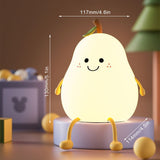 Xpoko LED Pear Fruit Night Light Dimming Silicone Table Lamp Bedroom Bedside Decoration with 7-Color and Timer USB Rechargeable Touch