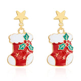 Xpoko Christmas Gifts Fashion Christmas Asymmetrical Drop Earrings for Women Santa Claus Bells Snowman Xmas Tree Boots Hat Earring Girls Party Jewelry