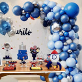 Xpoko 102pcs Blue Balloon Arch Wreath Set,18/10/5 "Blue White Silver Silver Latex balloon.Birthday Wedding Graduation anniversary gift