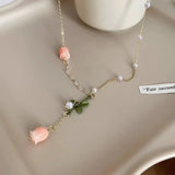 Xpoko 2023 New Fashion Trend Unique Design Elegant Exquisite Sweet Orchid Necklace For Women Jewelry Wedding Party Premium Gift