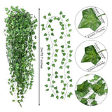 Xpoko 12pcs 2M Ivy Green Fake Leaves Garland Plant Vine Foliage Home Decor Plastic Rattan String Wall Decoration Artificial Plants