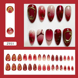 Xpoko 24pcs Deep Red Simple French Fake Nails Baroque Starry Ins Press on Nails For Women Wearable Detahcble Short Almond Fake Nails