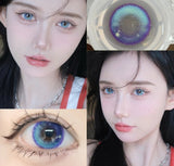 Xpoko Color Contact Lenses with Diopters Blue Graduated Colored Lenses Cosplay Color Lens Green Lenses Pink Lenses Anime Lenses