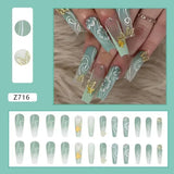 Xpoko 24Pcs Extra Long Ballet False Nails with frog print strawberry Designs Wearable Pink French Press on Nails Acrylic Fake Nail Tip