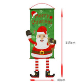 Xpoko Merry Christmas Hanging Cloth Banner Santa Claus Elk Elf Poster Hanging Flag Scene Layout Pendants Xmas Ornaments Window Decor