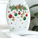 Xpoko Christmas Hanging Ball Toilet Stickers Xmas Star Balls Sticker Merry Christmas Home Toilet Decor Stickers Happy New Year 2025