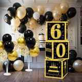 Xpoko Christmas Gold Black Birthday Number Boxes 18 30 40 50 60 Years Old Birthday Paper Boxes Decoration Adult Birthday Party Decoration