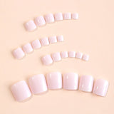 Xpoko 24pcs Sweet Pink Press on Toe Nail Ins Simple Pure Color Fake Toenails Wearable Full Cover Square Fake Toe Nail Patch Wearable