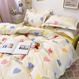 Xpoko Ins Princess Pink Heart Duvet Cover Set Pillowcase Bed Sheet Kids Girls Bedding Set Queen Twin Cute Kawaii Quilt Cover No Filler