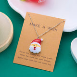 Xpoko Christmas Gifts New Cute Trendy Christmas Necklace for Women Girl Resin Cartoon Santa Claus Snowman Crutch Choker Necklace New Year Jewelry Gift