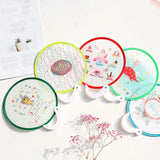 Xpoko 1pc Portable Folding Fan with Handle Cartoon Mini Fan Women Summer Round Fan Kids Gifts Creative Wedding Party Favors