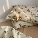 Xpoko Ins Retro Flower Bedding Set Flat Bed Sheet Pillowcase Twin Full Queen Size Bed Linen Women Girls Caramel Floral Duvet Cover Set