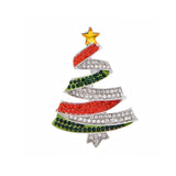 Xpoko Christmas Gifts Luxury Rhinestone Christmas Tree Brooches for Women Exquisite Crystal Penguin Elk Snowman Brooch Pins Corsage Christmas Jewelry