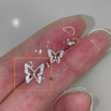 Xpoko Lizakosht Mini Butterfly Stud Earrings Silver Rhinestone for Women and Girls Fashion Jewelry