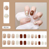 Xpoko 24pcs Cute Fruit False Nail Short Persimmon Orange Printed Press on Nail Manicure Patch Full Cover Detachable Acrylic Nail Tips