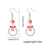 Xpoko New Crystal Christmas Tree Tassel Earrings for Women Trendy Rhinestone Snowflake Bow Round Drop Earring Girls Christmas Jewelry