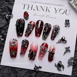 Xpoko 10PCS Gothic Punk Style Alloy 3D Nail Art Charms Heart Skeleton Cross Spider Design For Halloween Nails Decoration Accessories